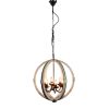 Calder Wooden Orb Shape Chandelier With Metal Chain And Six Bulb Holders; White