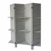 67 Inch Paulownia Wood 4 Panel Divider Screen; Shutter Design; 9 Shelves; Rustic Gray; DunaWest